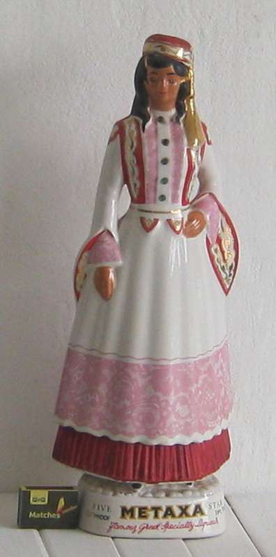 PORCELAIN GREEK DECANTER - METAXA LIQUEUR - HEIGHT 46CM - HAND PAINTED MADE IN ITALY