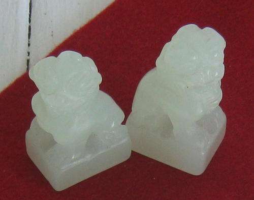 CARVED JADE FOO DOGS - SMALL
