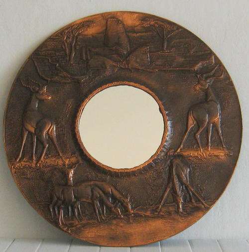 DETAILED COPPER FRAMED MIRROR - ROYAL SABIE COPPERWARE