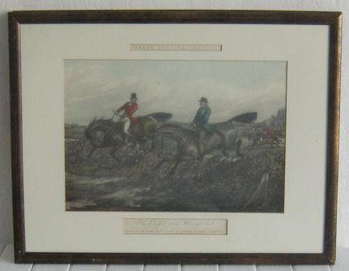 FRAMED HUNTING SCENE PRINT BEHIND GLASS (Pic 2)