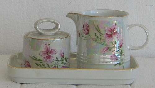 LIMOGES - MILK JUG AND SUGAR BASIN ON SMALL TRAY - ST MARTIN