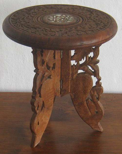 SMALL CARVED TABLE - HAND CARVED IN INDIA