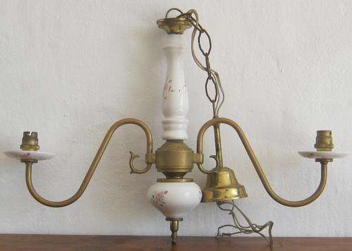 PORCELAIN & BRASS CHANDELIER