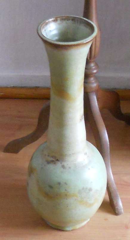 LOVELY TALL GREEN POTTERY VASE