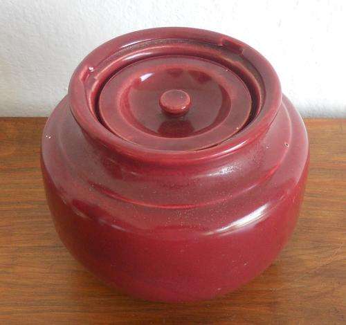 GLAZED POTTERY COOKIE JAR