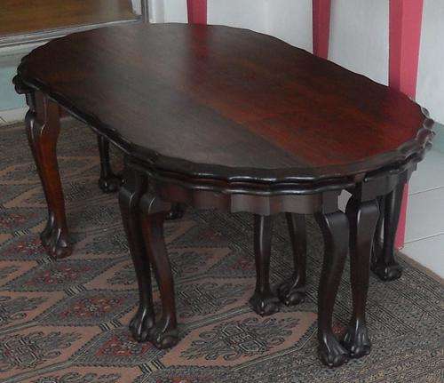 OVAL BALL AND CLAW IMBUIA NEST OF TABLE