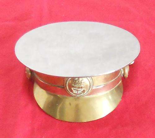 AMAZING MINI MILITARY/ NAVAL HAT ASHTRAY - BRASS &  STAINLESS STEEL