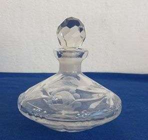 ROSE CUT GLASS PERFUME BOTTLE