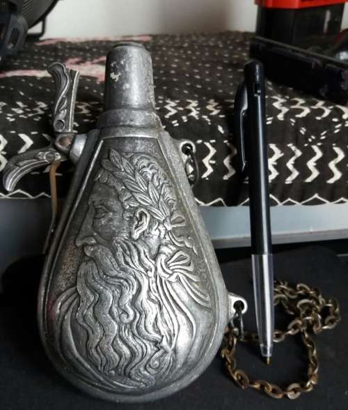 PEWTER GUN POWDER FLASK