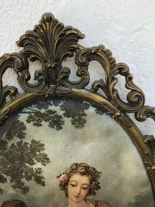 VINTAGE ITALIAN FRAMED RENAISSANCE SILK PICTURE