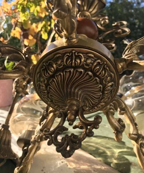 HEAVY BRASS CHANDELIER