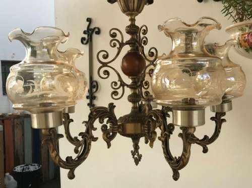 HEAVY BRASS CHANDELIER