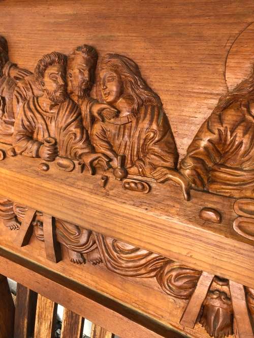 THE LAST SUPPER - LARGE CARVED WOODEN PICTURE