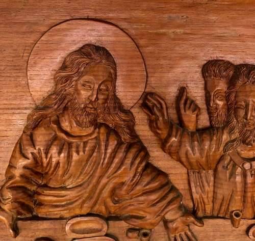 THE LAST SUPPER - LARGE CARVED WOODEN PICTURE