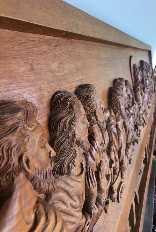 THE LAST SUPPER - LARGE CARVED WOODEN PICTURE