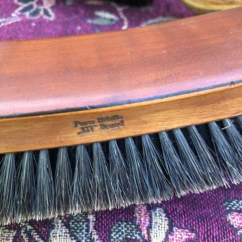 WOODEN WITH INLAY HANDLE CLOTHES BRUSH and PURE BRISTLE BRUSH