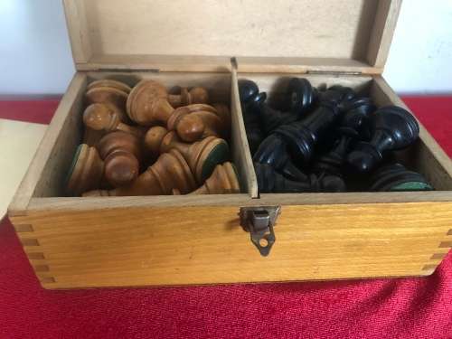 VINTAGE WOODEN CHESS SET and BOX
