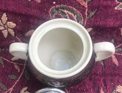 WMF BAUHAUS ART DECO SILVER PLATE OVER PORCELAIN SUGAR BASIN and MILK JUG