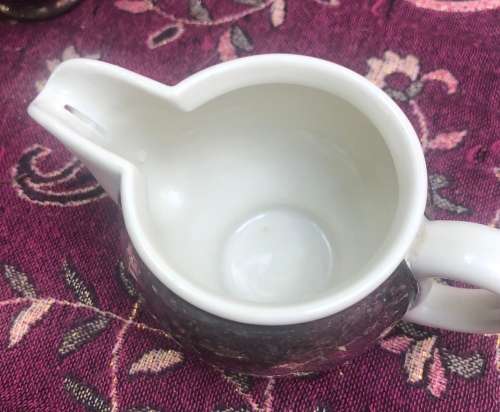WMF BAUHAUS ART DECO SILVER PLATE OVER PORCELAIN SUGAR BASIN and MILK JUG