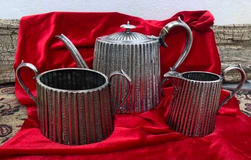 ANTIQUE SILVER PLATED TEASET