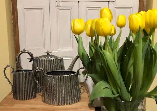 ANTIQUE SILVER PLATED TEASET