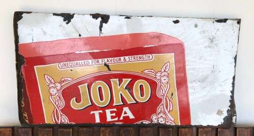 VINTAGE ENAMELLED METAL JOKO TEA SIGN