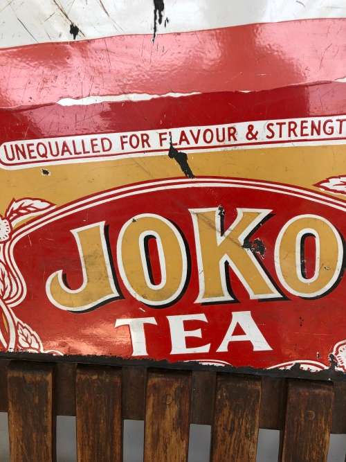 VINTAGE ENAMELLED METAL JOKO TEA SIGN