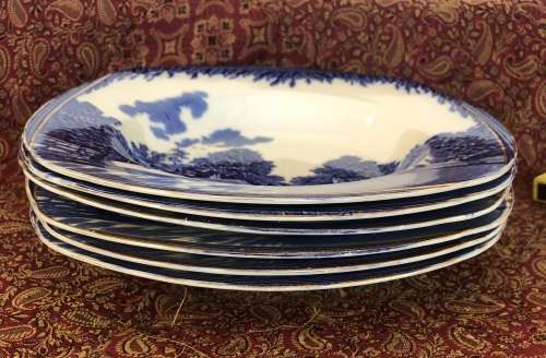 BLUE & WHITE DINNER PLATES Britain Beautiful Burleigh Ware