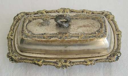 SILVER PLATED ON BRASS BUTTER DISH