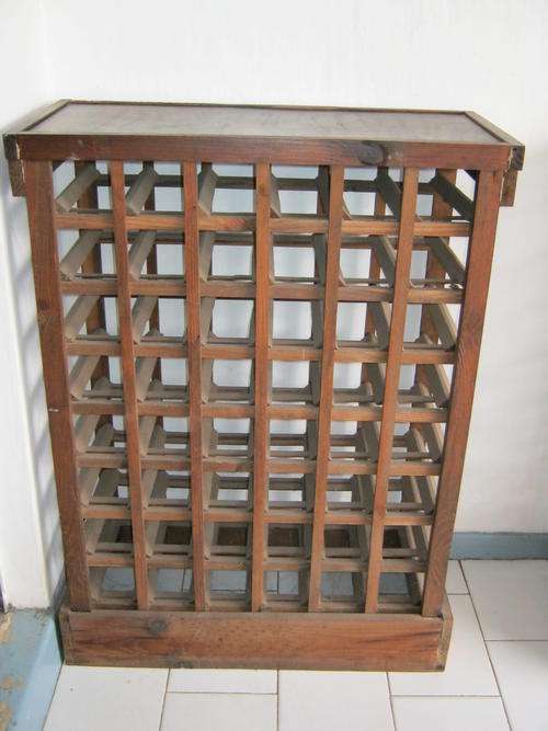 RUSTIC WOODEN WINE RACK - 48 BOTTLES