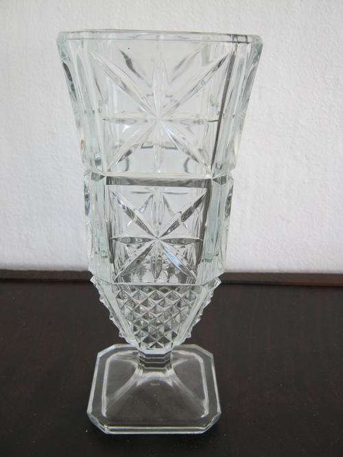 HEAVY PRESSED GLASS VASE - MADE IN ITALY
