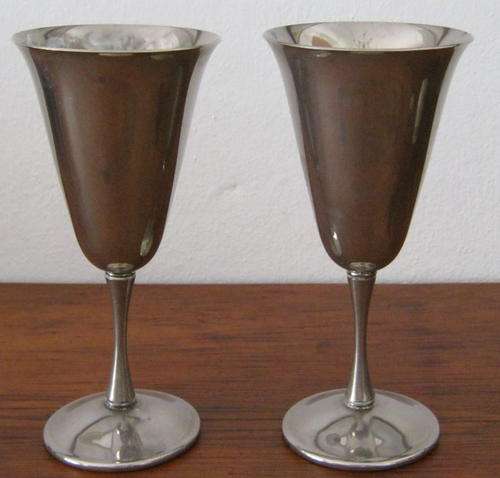 ITALIAN SILVER PLATED WINE GOBLETS