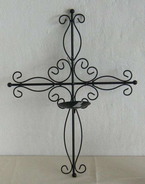 METAL CROSS CANDLE SCONCE