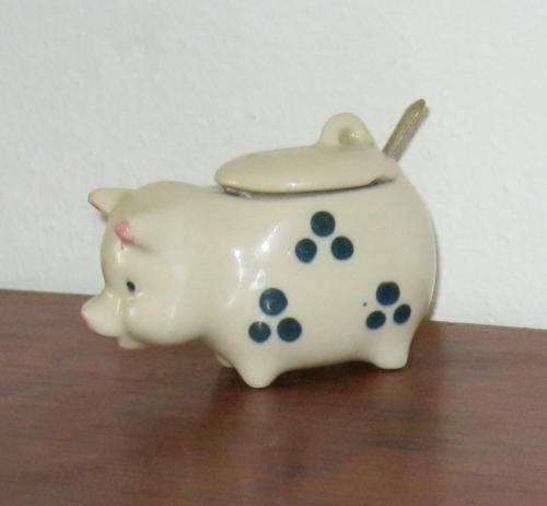 MUSTARD POT & SPOON ...cute pig!