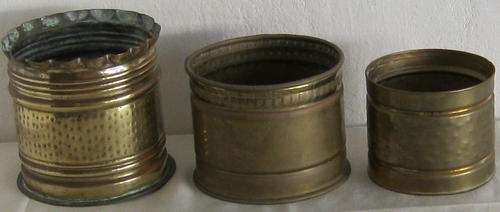 3 BRASS PLANT / FLOWER CONTAINERS