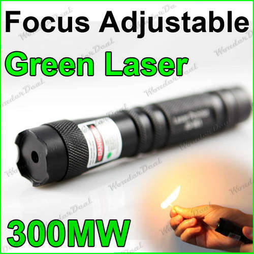 MILITARY GRADE Powerful Focus Adjustable 300mW 532nm Green Beam Laser Pointer - Can light the match