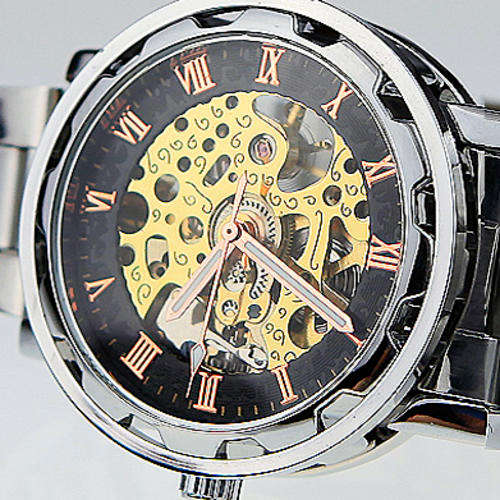 NEW Skeleton Transparent Automatic Mechanical Stainless Steel Case Classic Wrist Watch Great Gift