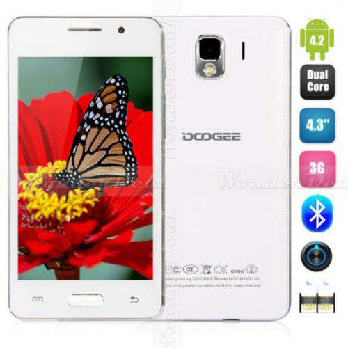 DOOGEE Moon DG130 Dual Core 1.3G CPU 4.3 Inch IPS Screen 3G Dual SIM Android 4.2 GPS Cellphone