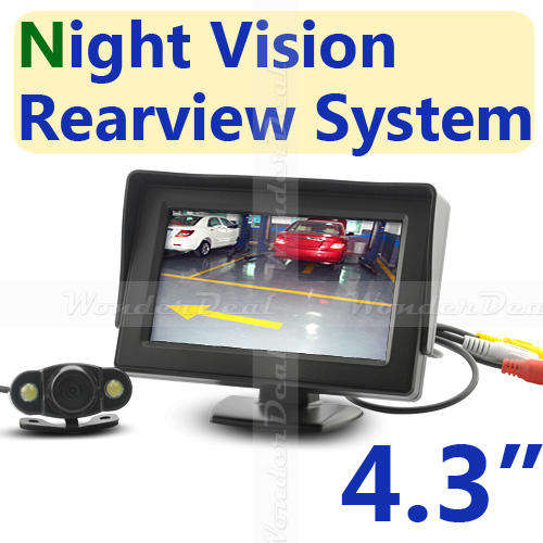 4.3 inch Wireless Parking Monitor + Mini Waterproof LED Night Vision Car Rear View Reverse Camera