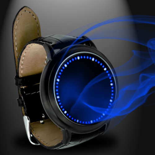 Abyss Japanese Style Inspired Blue LED Touchscreen Genuine Leather Wristband Touch Control Watch