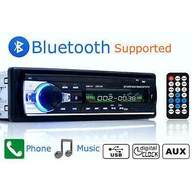 One DIN Bluetooth Car Stereo - 4x 60W Speaker, Support Front Aux In, USB + SD Card Slot, MP3 WAV APE