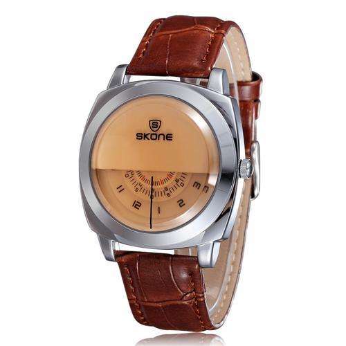 2016 New Design Skone Brand Fashion Leather Strap Watch Casual Men Watch Quartz Wristwatch