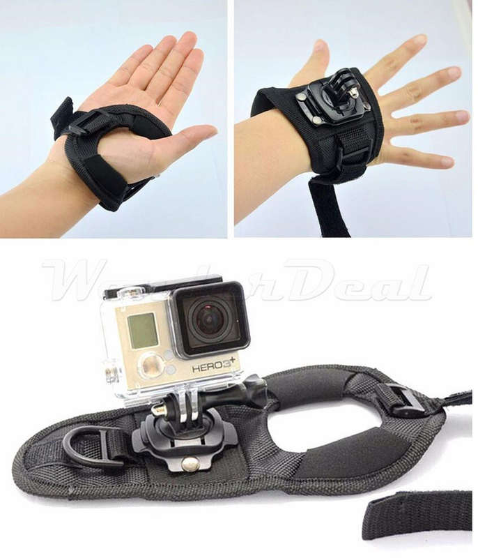 Glove Palm Band 360 Degree Swivel Rotation Hand Wrist Strap Belt Tripod Mount for GoPro Action Cam
