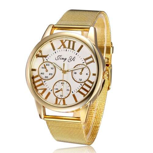 Roman Number Women Watch Golden colour Ladies  Quartz  Wristwatches