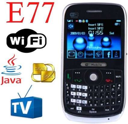 New E77 WiFi TV Qwerty Dual SIM Dual Standby Unlocked JAVA Bluetooth Trackball Cellphone Phone