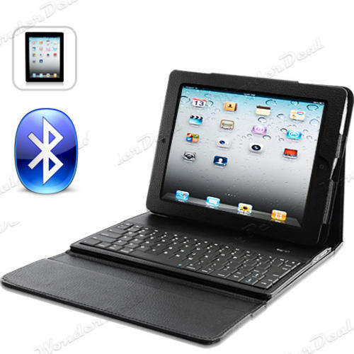 High Quality Leather Case with Spill-Proof Wireless Keyboard for Apple iPad 2 & iPad (Black)