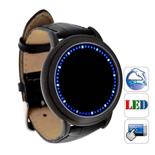 Abyss Japanese Style Inspired Blue LED Touchscreen Genuine Leather Wristband Watch
