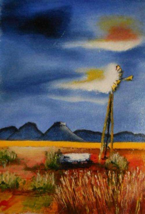Karoo Scene with Windpomp