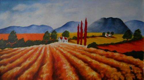 Winelands37-Blue rock Mountains: 45x80cm Acrylic on rolled canvas