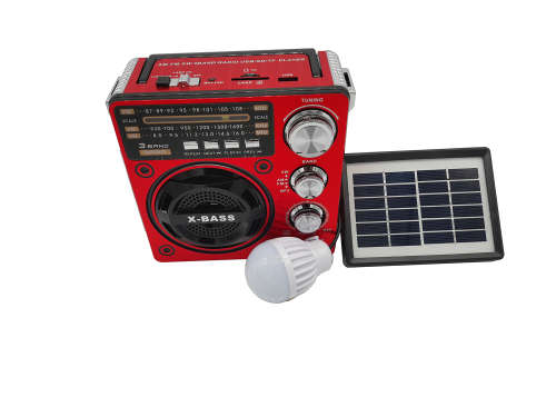 Ecco Red Portable Solar Radio with Torch & Light USB/FM/SD & TF Card-EC1362